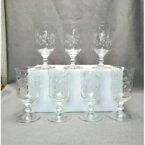 Vintage Libbey Rock Sharpe Burleigh Crystal Juice Glass Set of 7 Wine Glasses